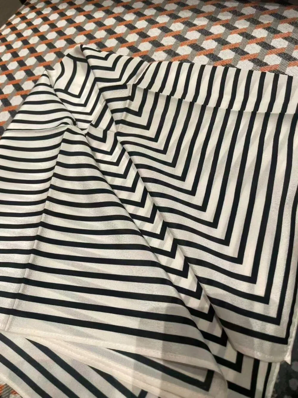 TOTEME Black White Striped Silk Scarf